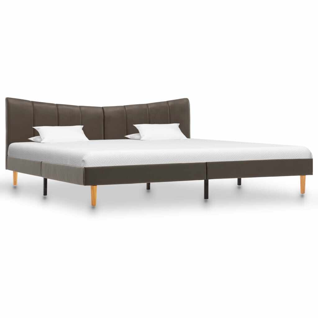 vidaXL Cadru de pat, antracit, 160 x 200 cm, piele ecologică