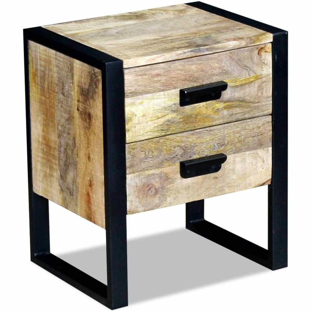 vidaXL Masă laterală cu 2 sertare din lemn solid de mango, 43x33x51 cm