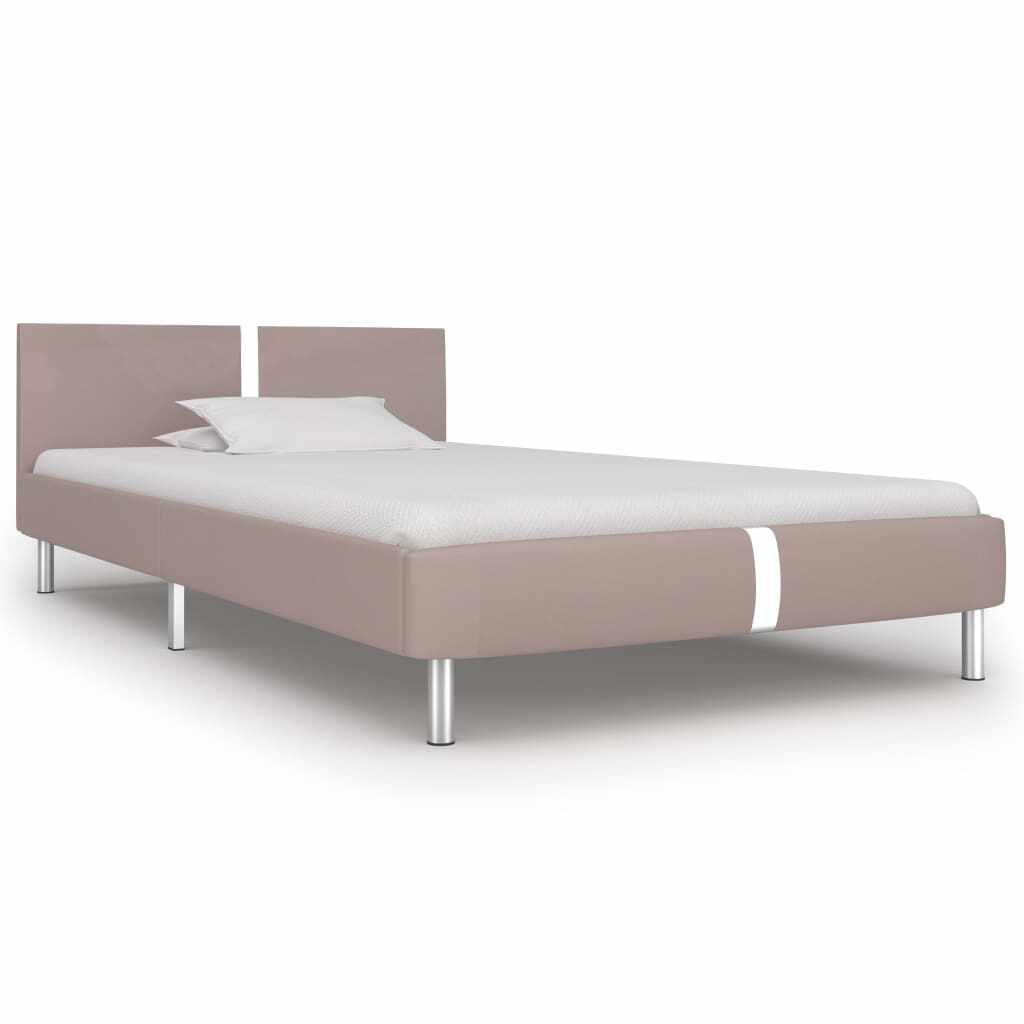 vidaXL Cadru de pat, cappuccino, 90 x 200 cm, piele ecologică