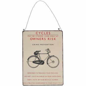 Tăbliță de perete retro Rex London Bicycle, 17 x 23 cm