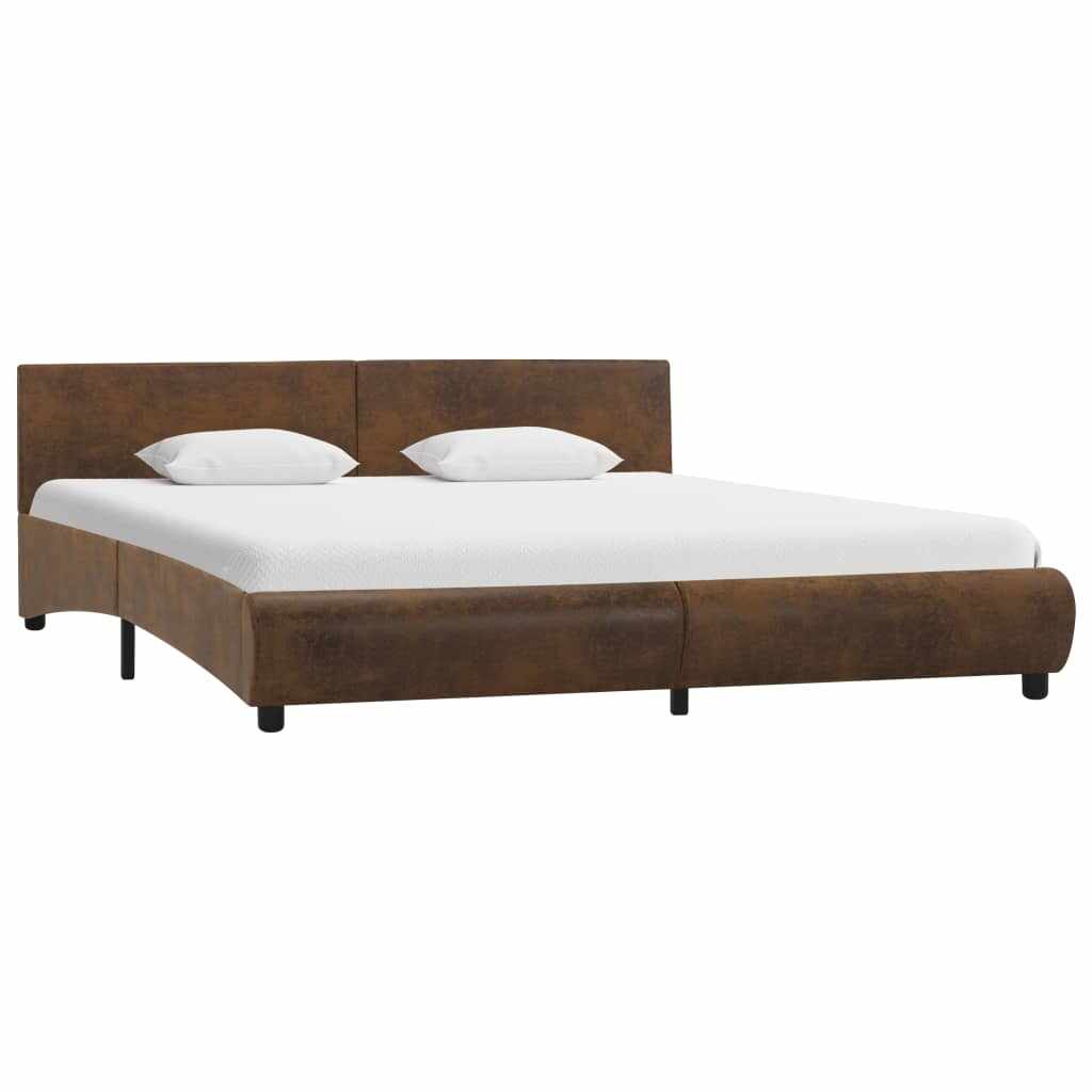 vidaXL Cadru de pat, maro, 160 x 200 cm, piele ecologică
