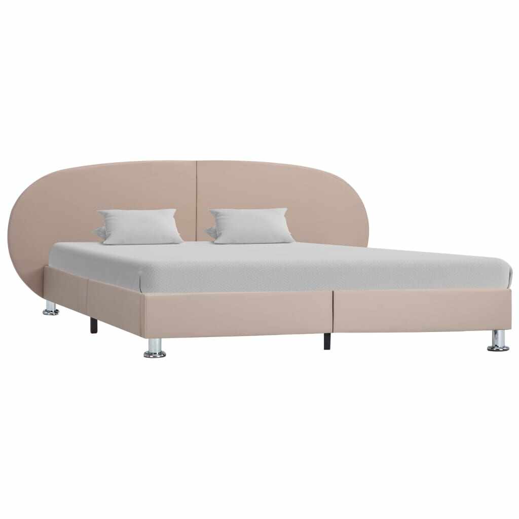 vidaXL Cadru de pat, cappuccino, 160 x 200 cm, piele ecologică 