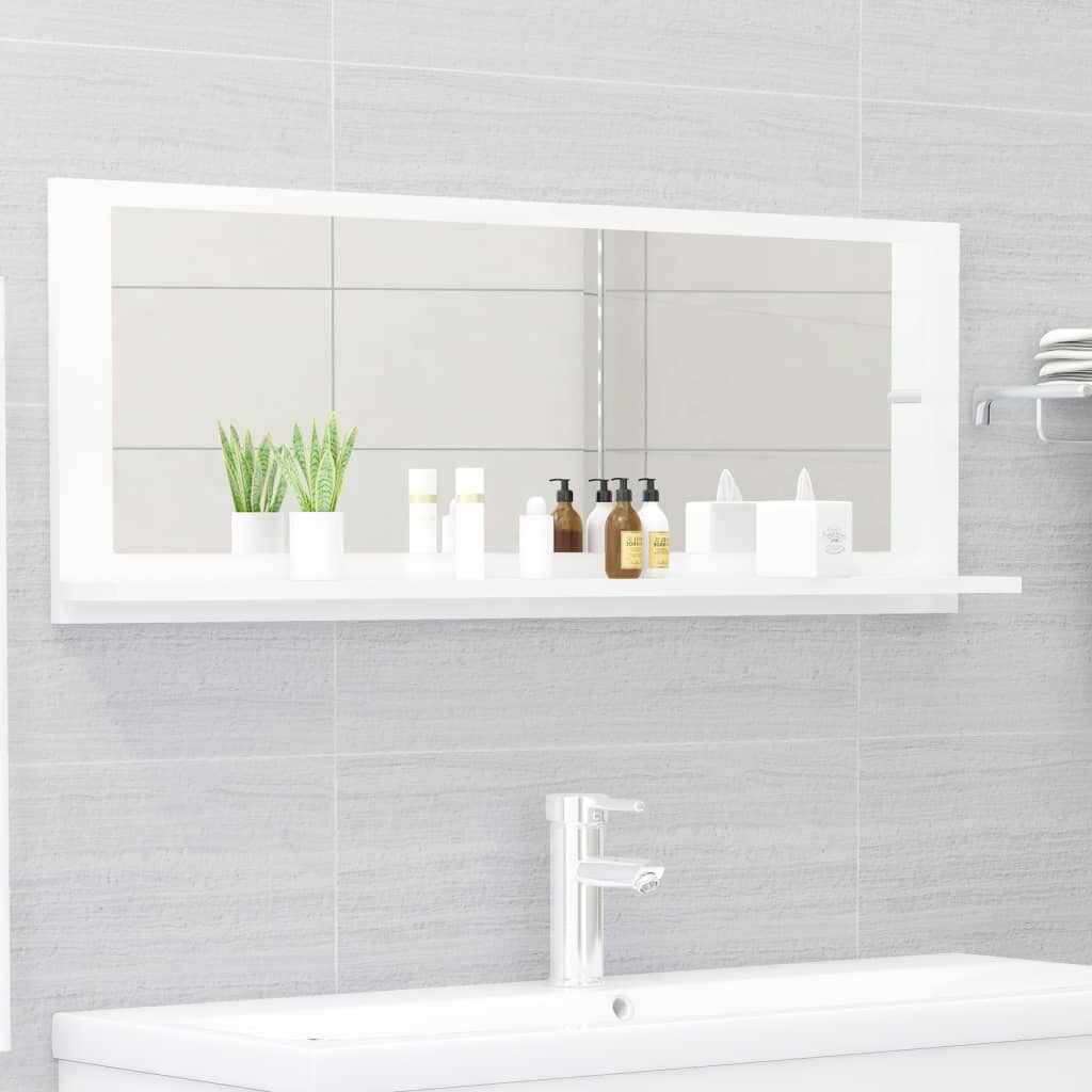 vidaXL Oglindă de baie, alb extralucios, 100 x 10,5 x 37 cm, PAL