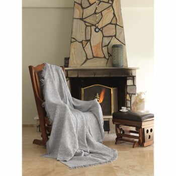 Pătură din bumbac Linen, 170 x 220 cm, gri
