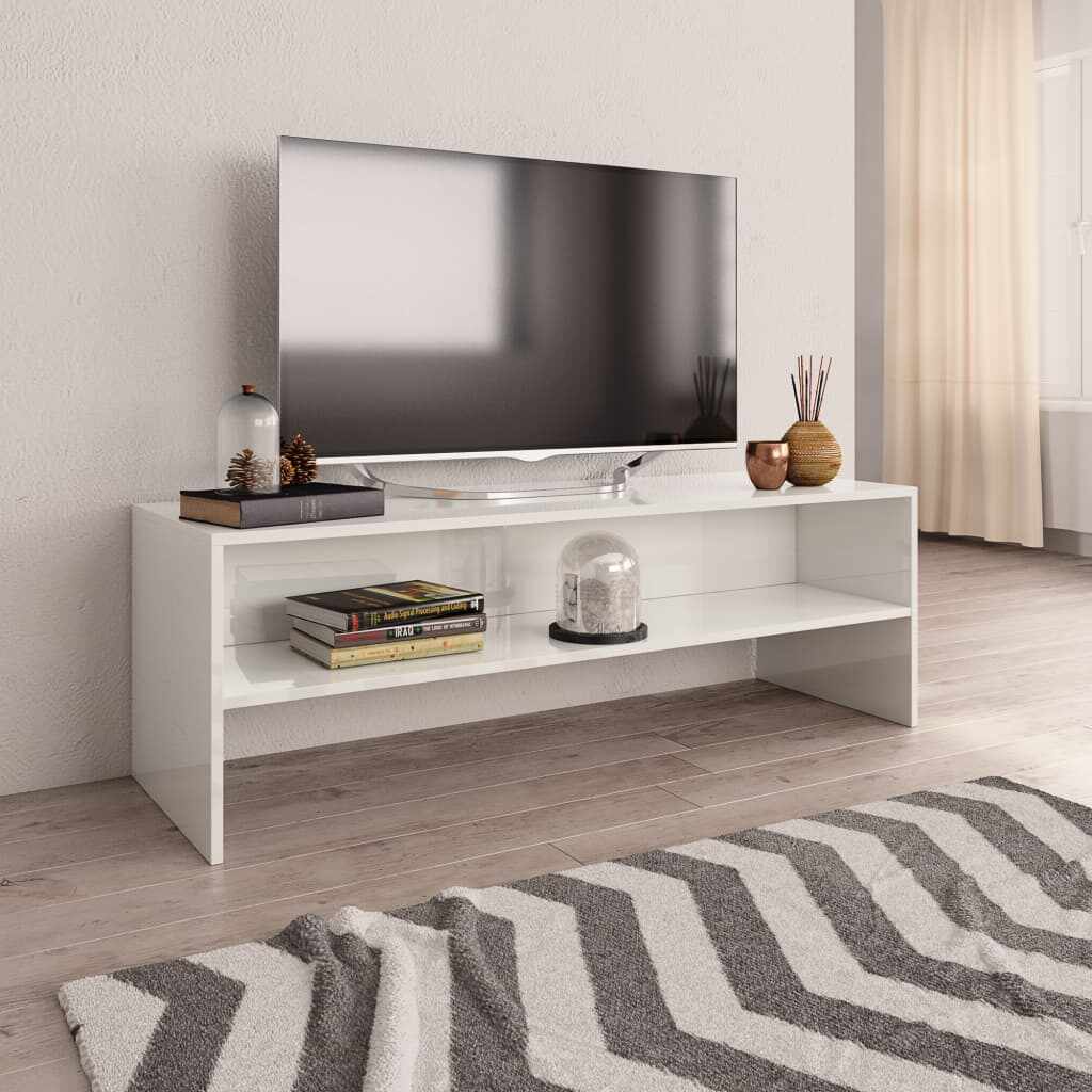 vidaXL Comodă TV, alb foarte lucios, 120 x 40 x 40 cm, PAL 