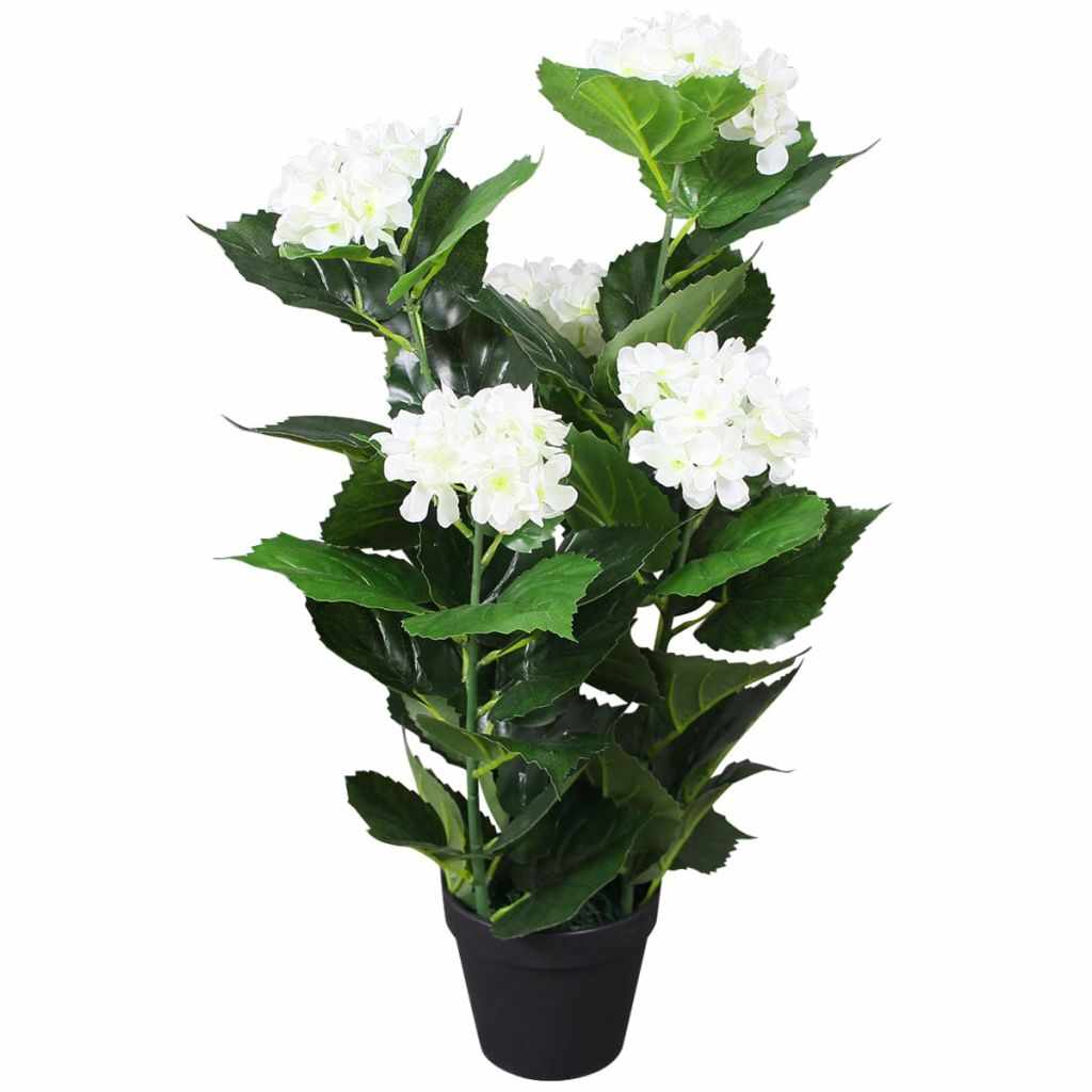 vidaXL Plantă artificială Hydrangea cu ghiveci, 60 cm, alb