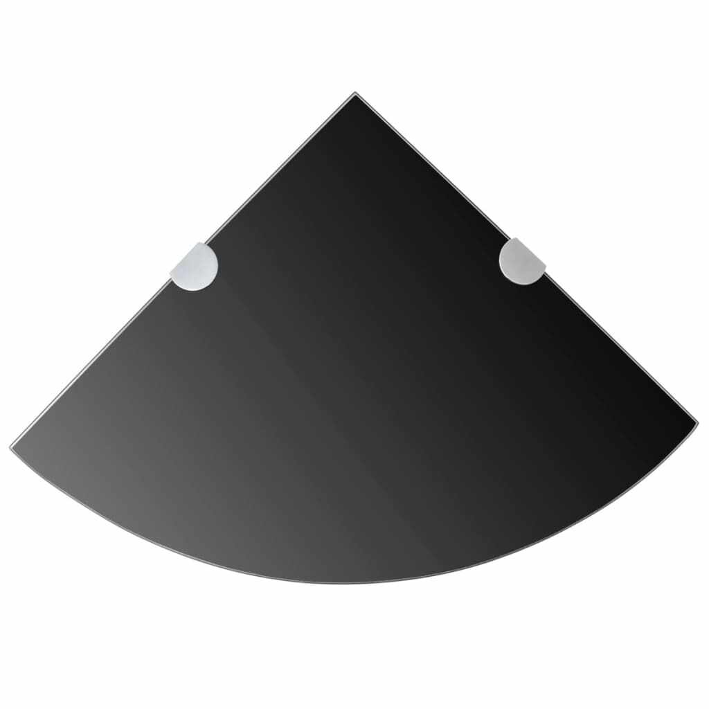 vidaXL Raft de colț cu suporți de crom din sticlă negru 35 x 35 cm