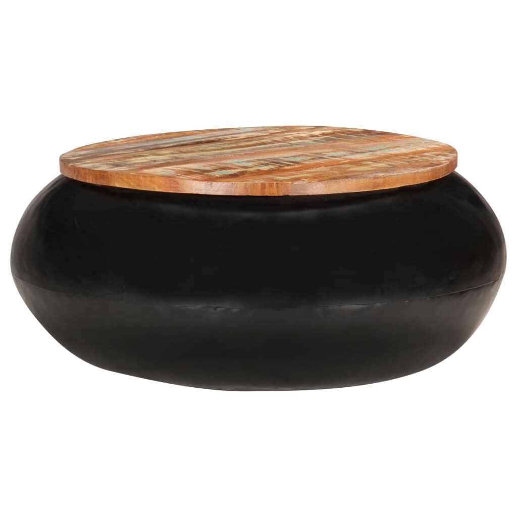 vidaXL Măsuță de cafea, negru, 68x68x30 cm, lemn masiv reciclat