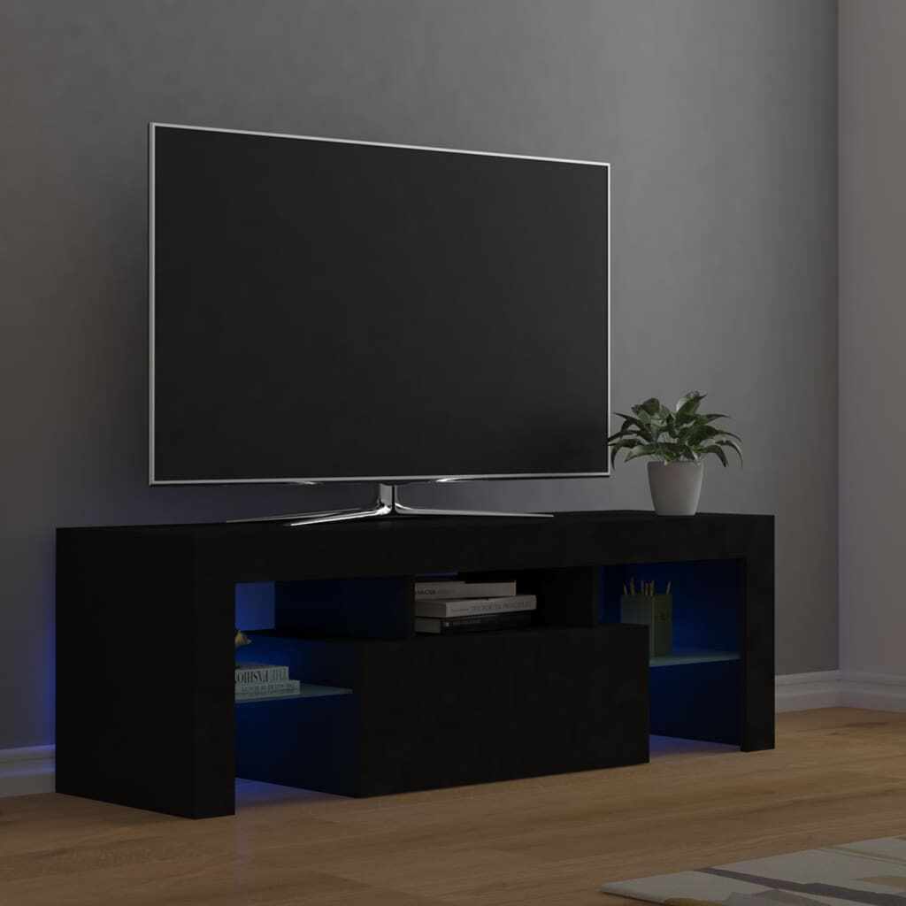 vidaXL Comodă TV cu lumini LED, negru, 120x35x40 cm