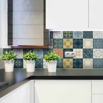 Set 15 autocolante de perete Ambiance Tiles Azulejos Rio Cuarto, 15 x 15 cm