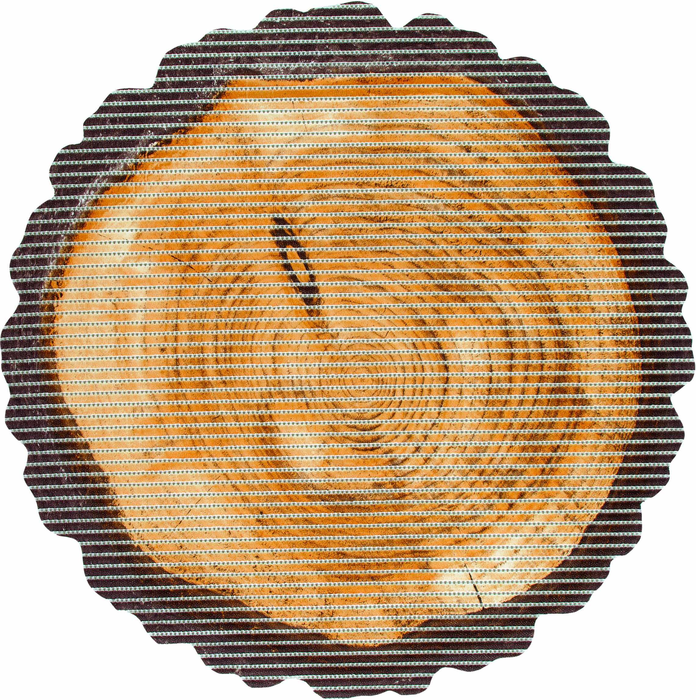 Covoras baie Friedola Log antiderapant bej in forma de butuc de lemn (shape) din spuma PVC 67cm diametru 77725.9