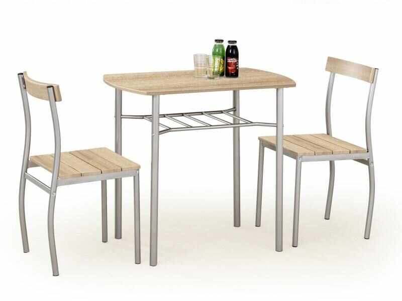 Set masa din MDF si metal + 2 scaune Lance Sonoma Oak, L82xl50xH75 cm