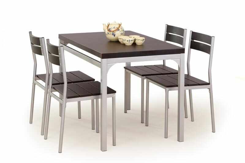 Set masa din MDF si metal + 4 scaune Malcolm Wenge, L110xl70xH75 cm