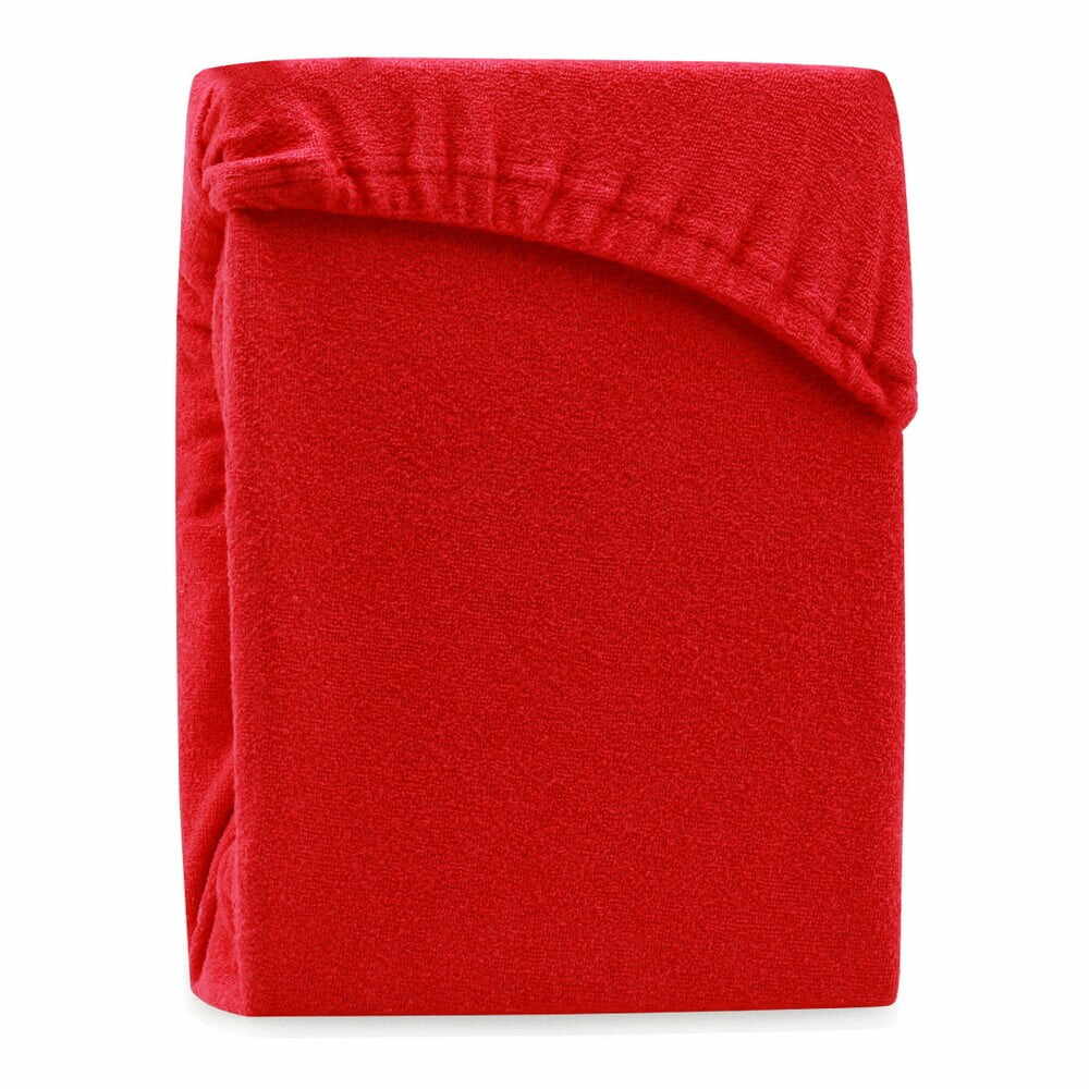 Cearșaf elastic pentru pat dublu AmeliaHome Ruby Siesta, 180-200 x 200 cm, roșu