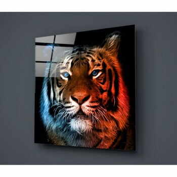 Tablou din sticlă Insigne Lion Colorful, 40 x 40 cm