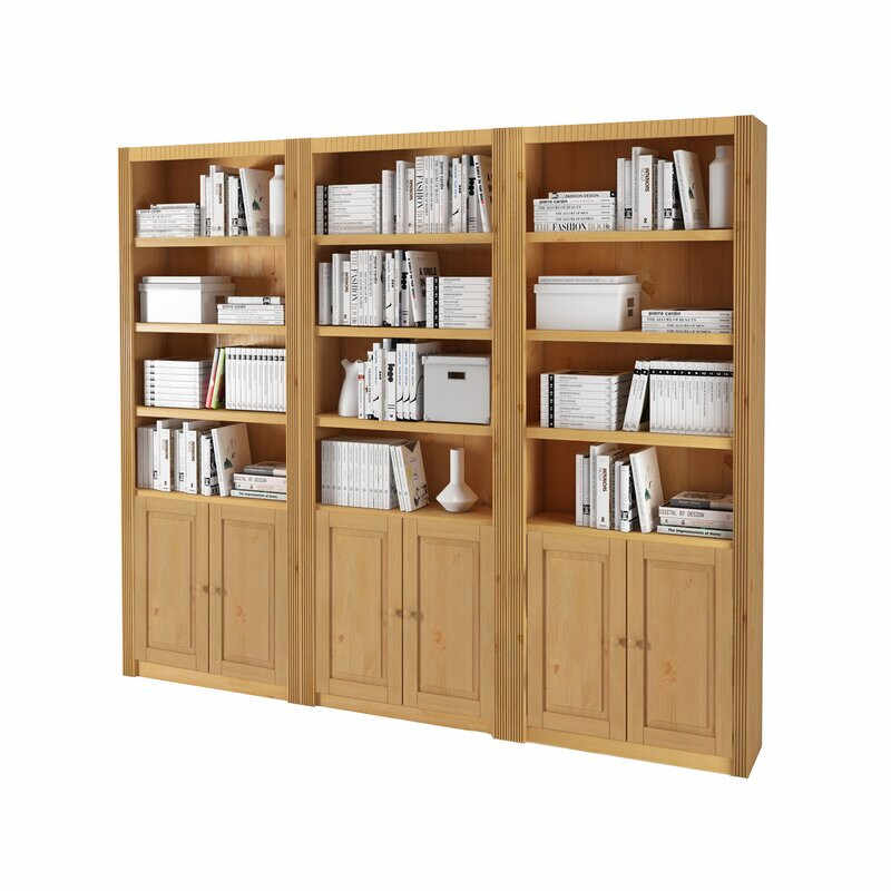 Biblioteca Elona, lemn masiv, maro, 213 x 245 x 27 cm