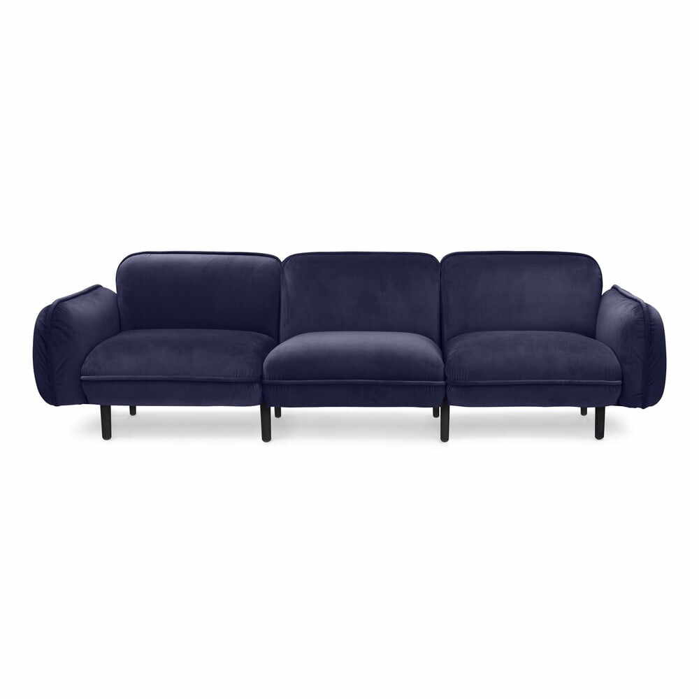 Canapea cu tapițerie din catifea EMKO Bean, albastru închis