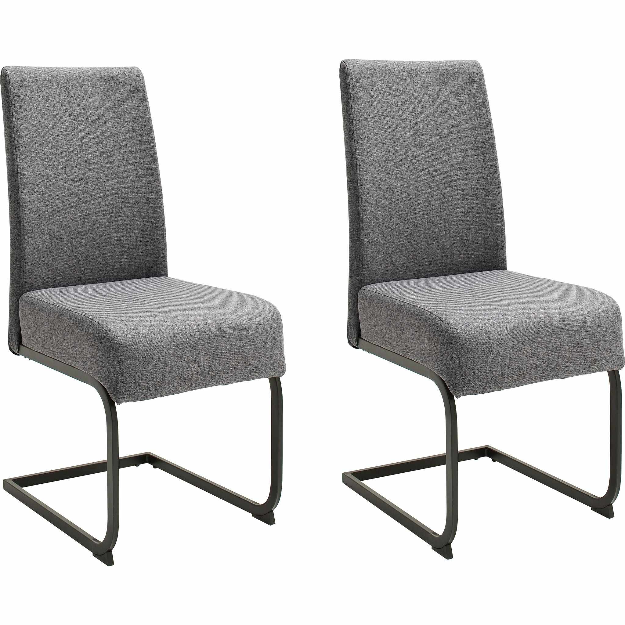 Set 2 scaune tapitate cu stofa si picioare metalice, Esteli Antracit / Negru, l45xA64xH101 cm