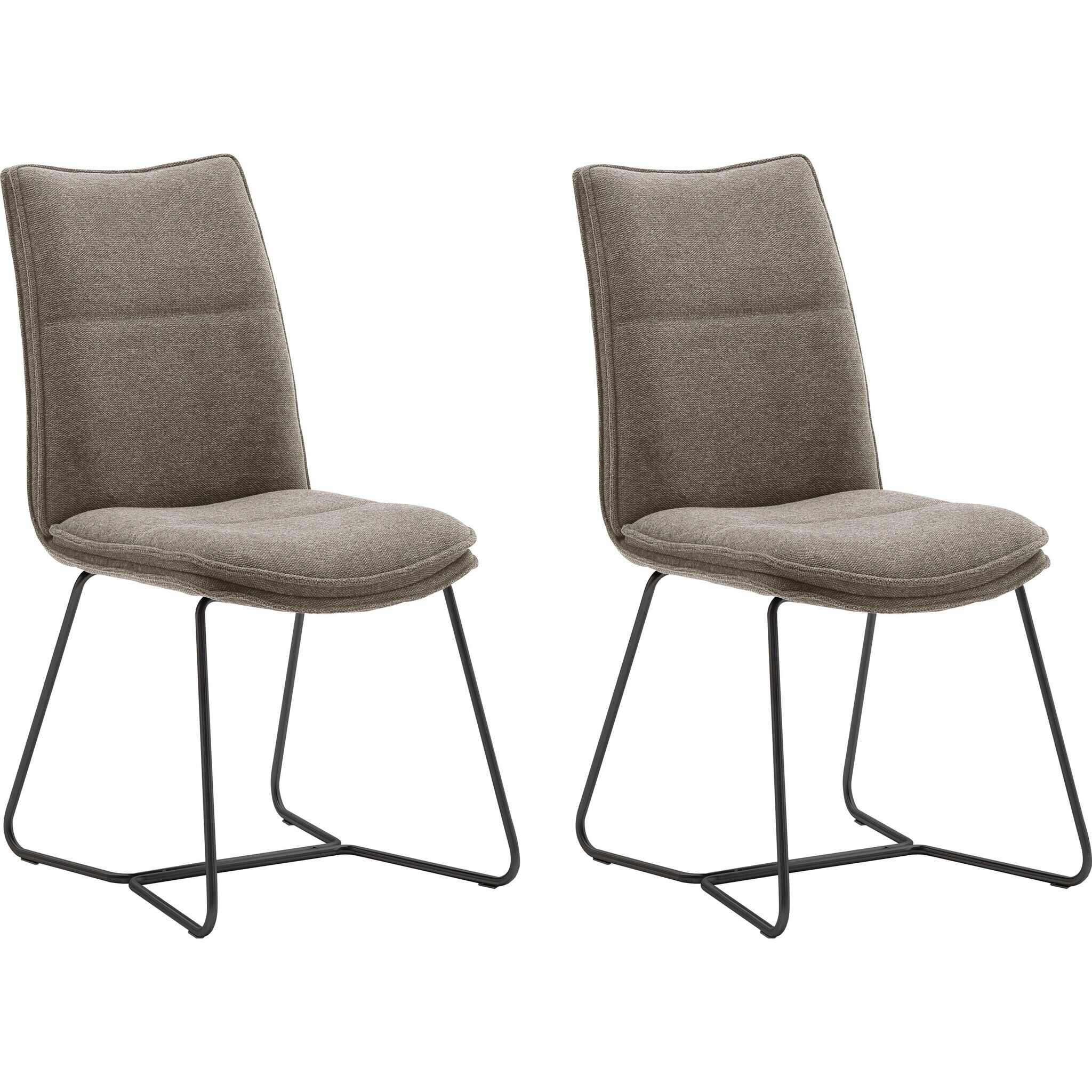 Set 2 scaune tapitate cu stofa si picioare metalice, Hampton I Capuccino / Negru, l48xA65xH94 cm