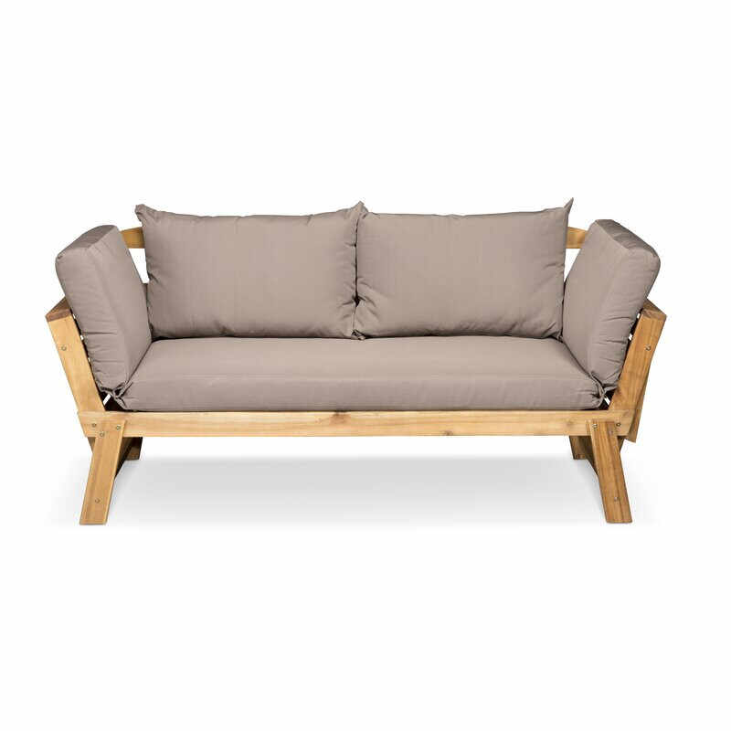 Canapea de gradina Rocio, lemn masiv, maro/taupe, 75 x 169,5 x 74 cm
