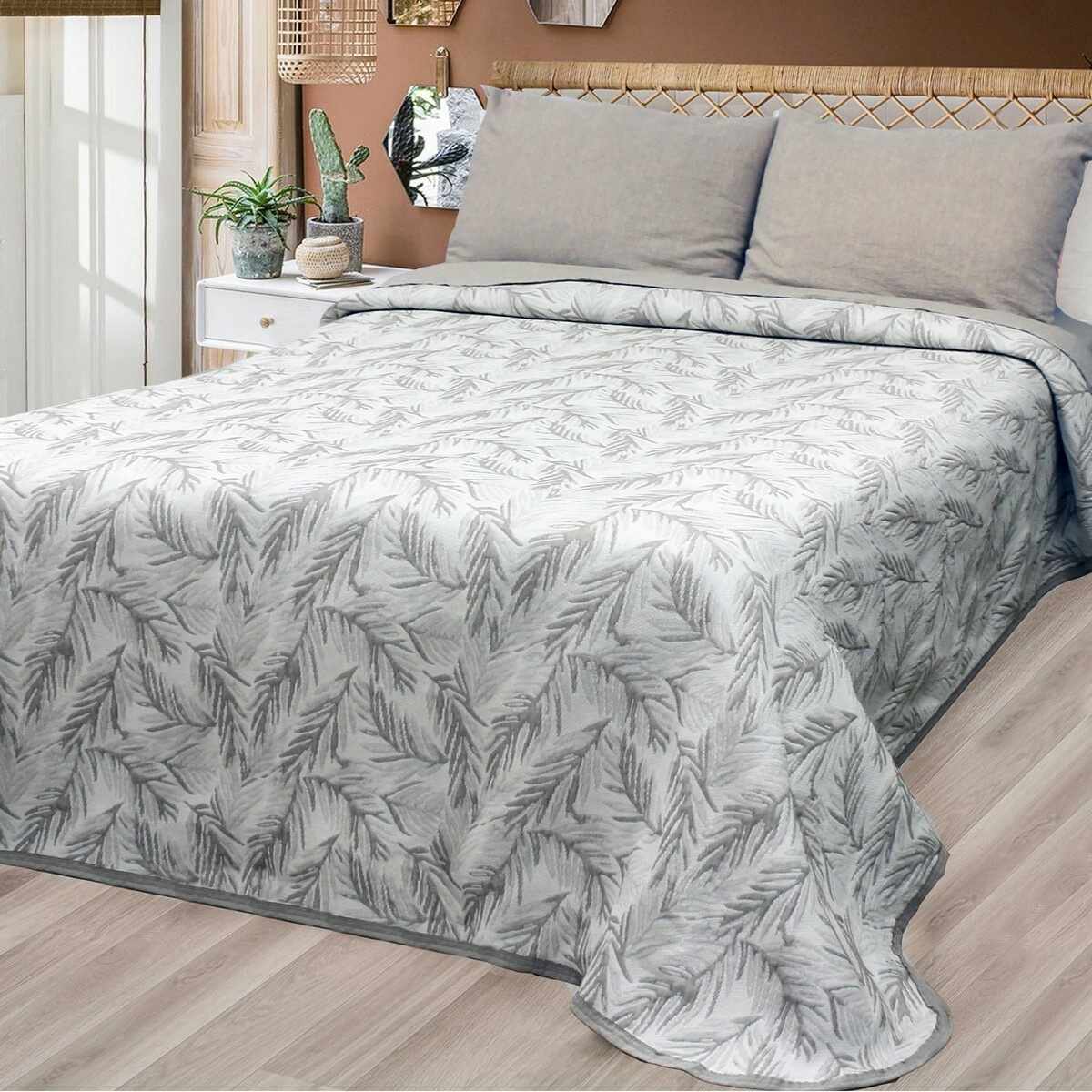 Cuvertură de pat Tropicalia gri, 240 x 260 cm