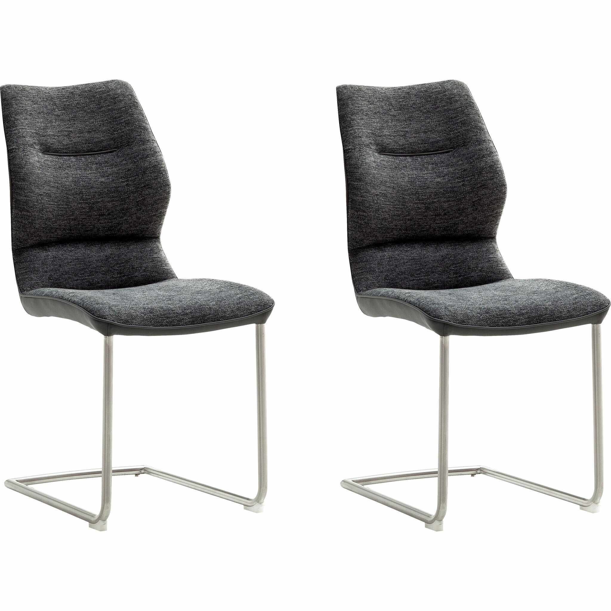  Set 2 scaune tapitate cu stofa si piele ecologica, cu picioare metalice, Orlando Swing Antracit / Crom, l46xA63xH92 cm la pret 1445 lei 