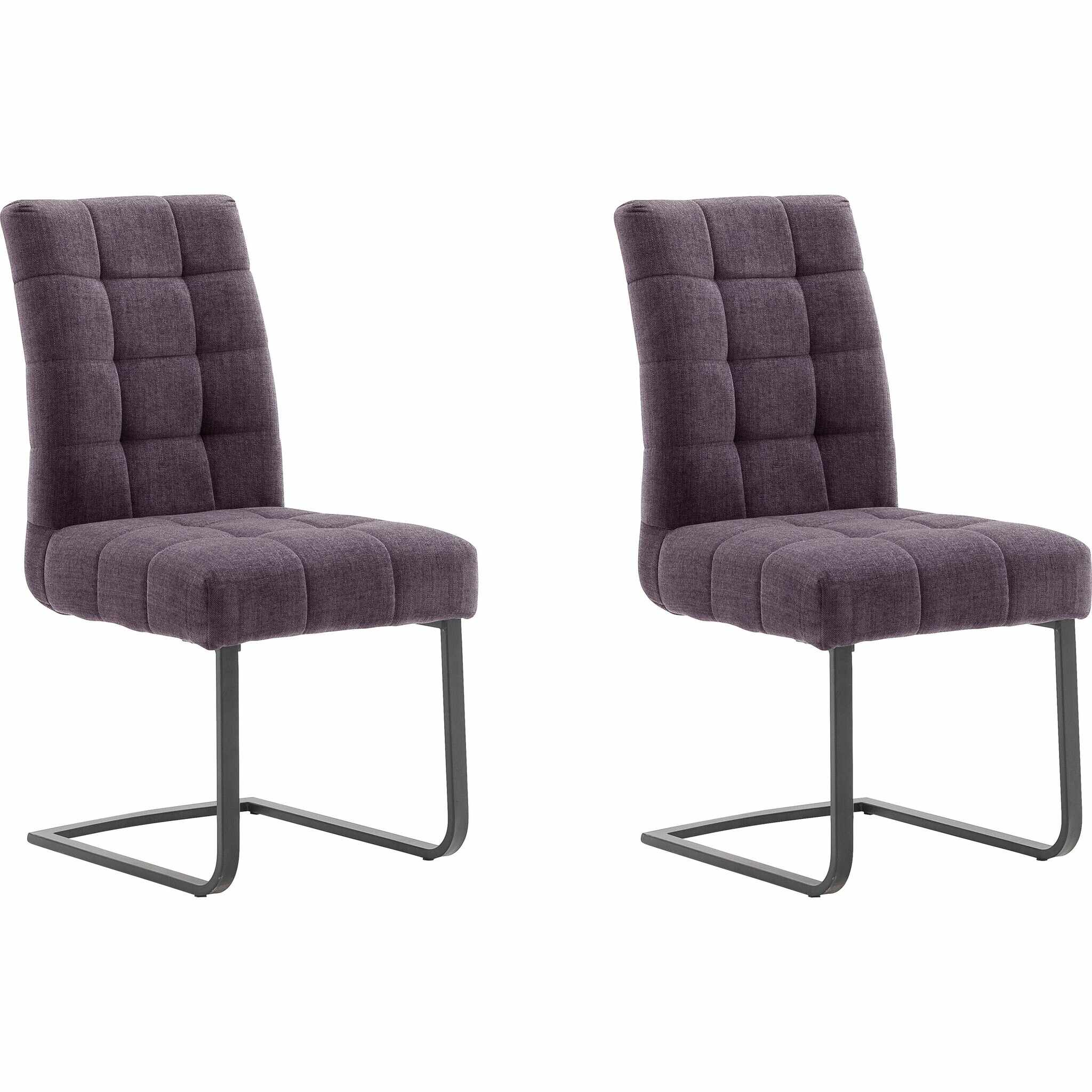 Set 2 scaune tapitate cu stofa si picioare metalice, Salta Burgundy / Crom, l48xA64xH96 cm
