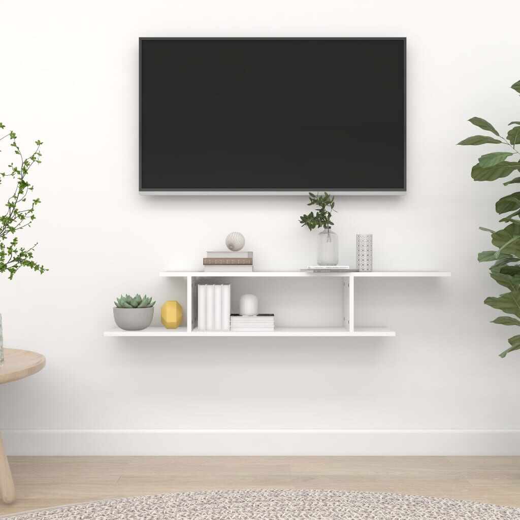 vidaXL Raft TV cu montaj pe perete, alb, 125x18x23 cm, PAL