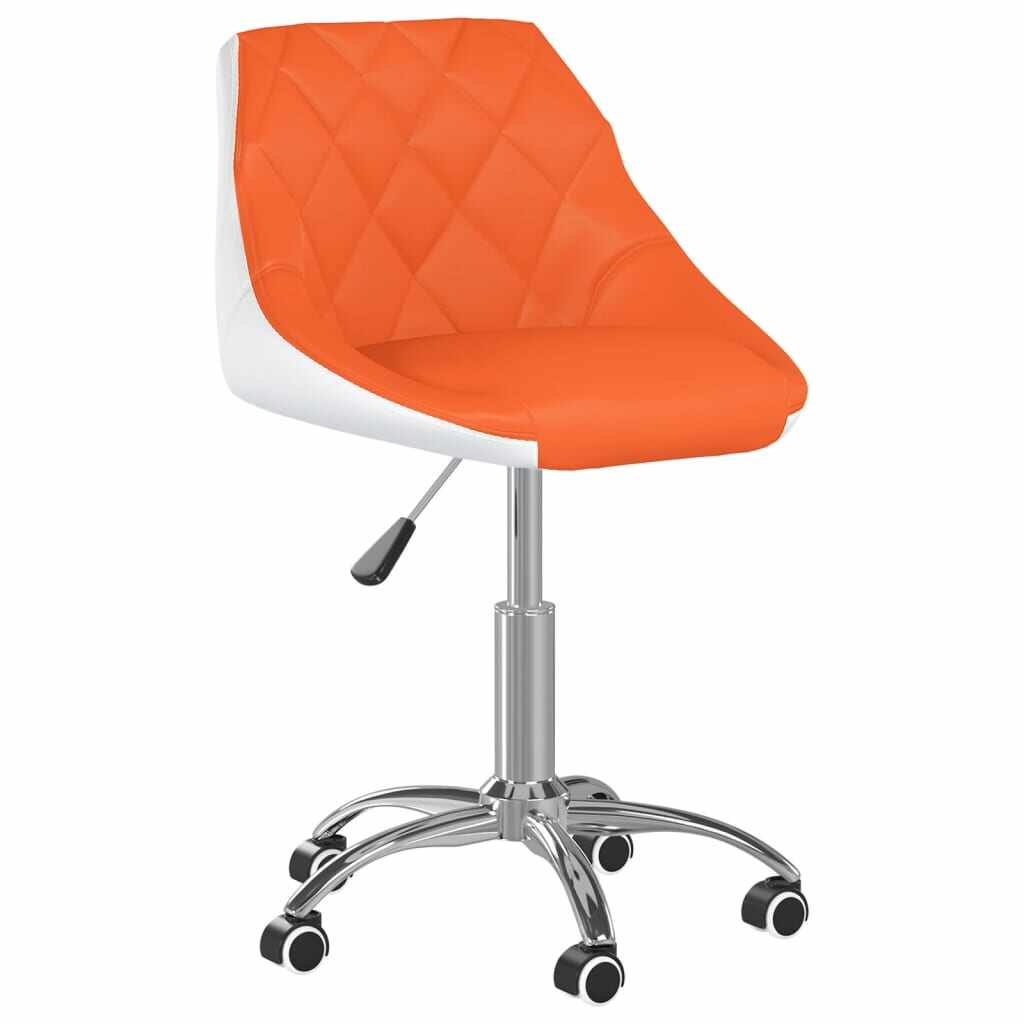 vidaXL Scaun de birou pivotant, portocaliu și alb, piele ecologică