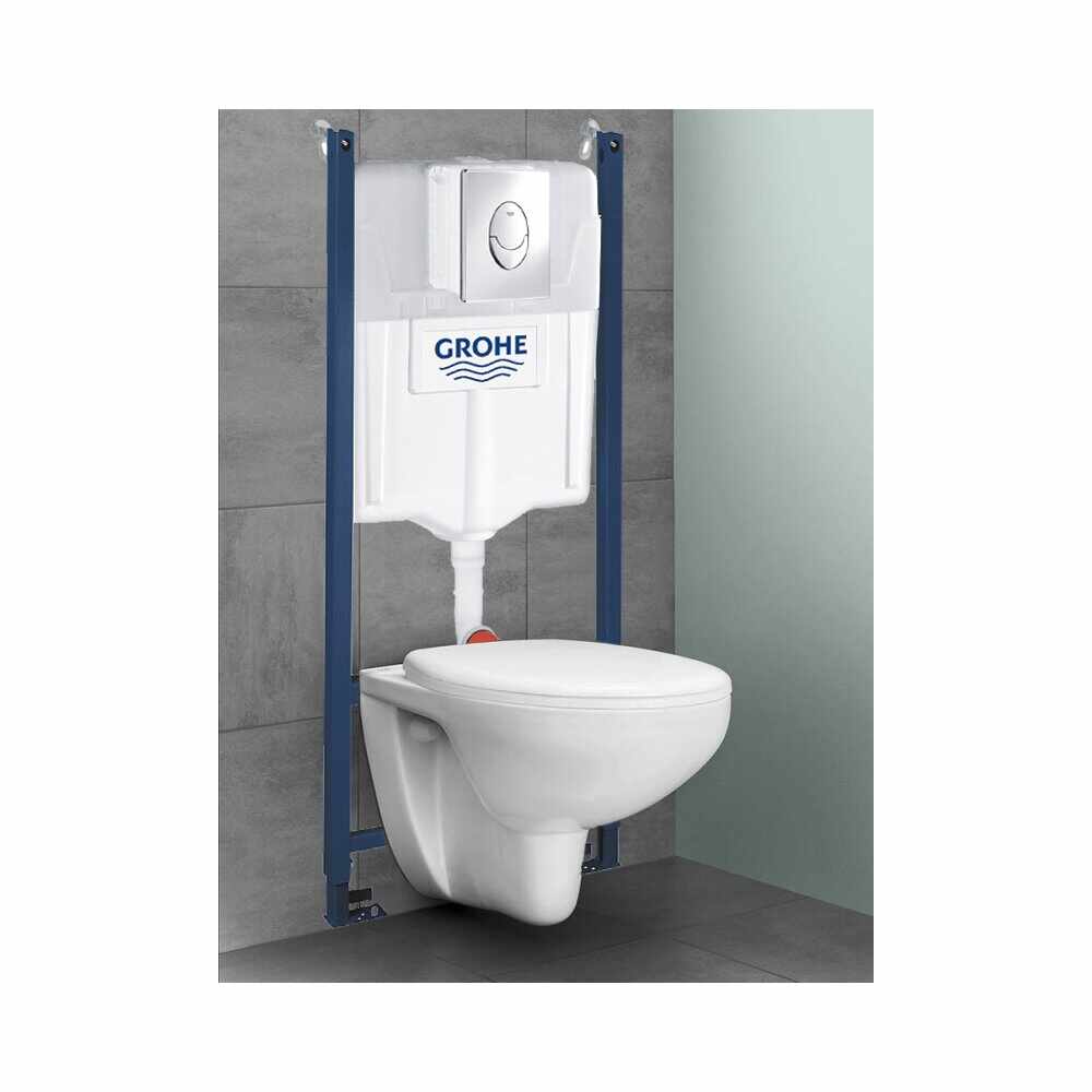 Set vas wc suspendat Grohe Bau Ceramic Rimless cu rezervor Grohe Rapid SL Skate Air si capac soft close