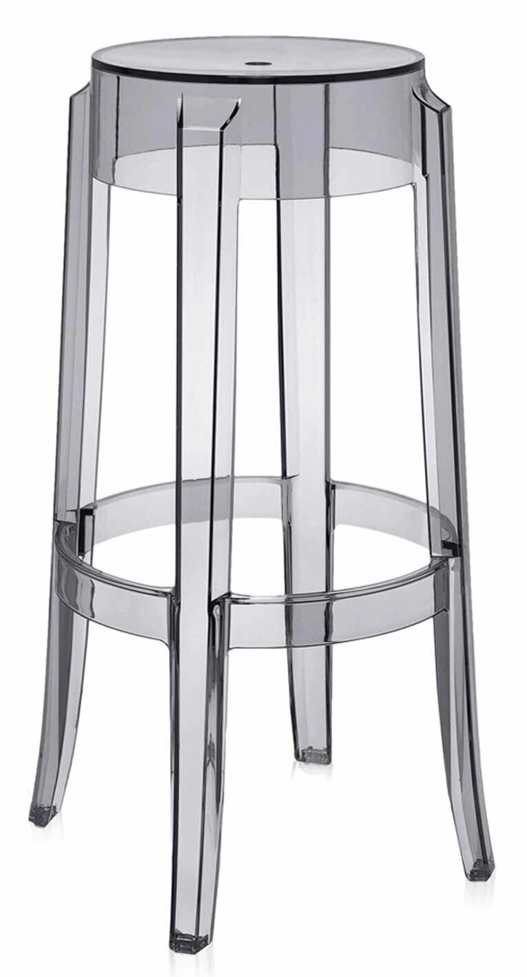 Scaun bar Kartell Charles Ghost 2005 design Philippe Starck h75cm gri transparent