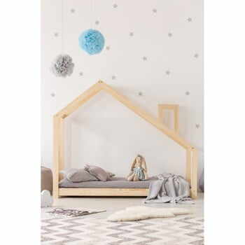 Cadru pat din lemn de pin, în formă de căsuță Adeko Mila DMS, 120 x 180 cm