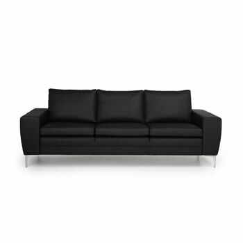 Canapea cu 3 locuri din piele Softnord Twigo, negru