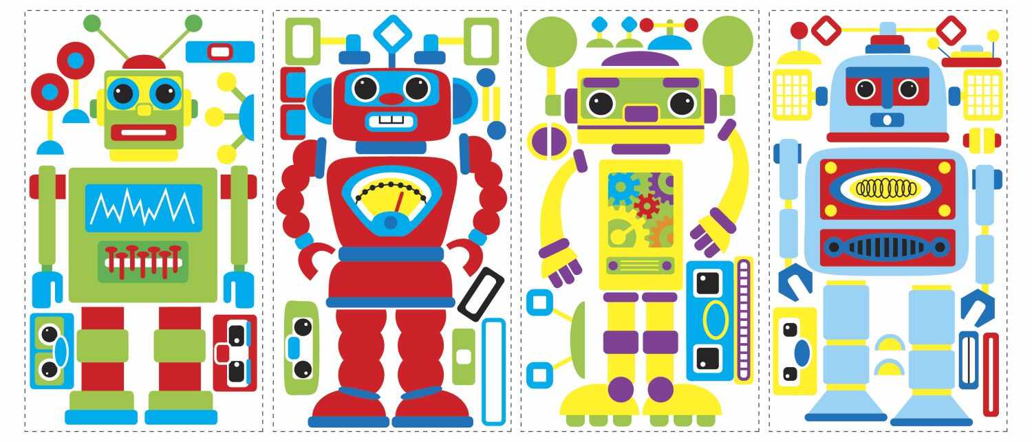 Sticker BUILD YOUR OWN ROBOT | 4 colite de 25,4 cm x 45,7 cm