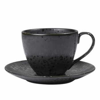 Ceașcă și farfurioară din ceramică Bitz Mensa, negru