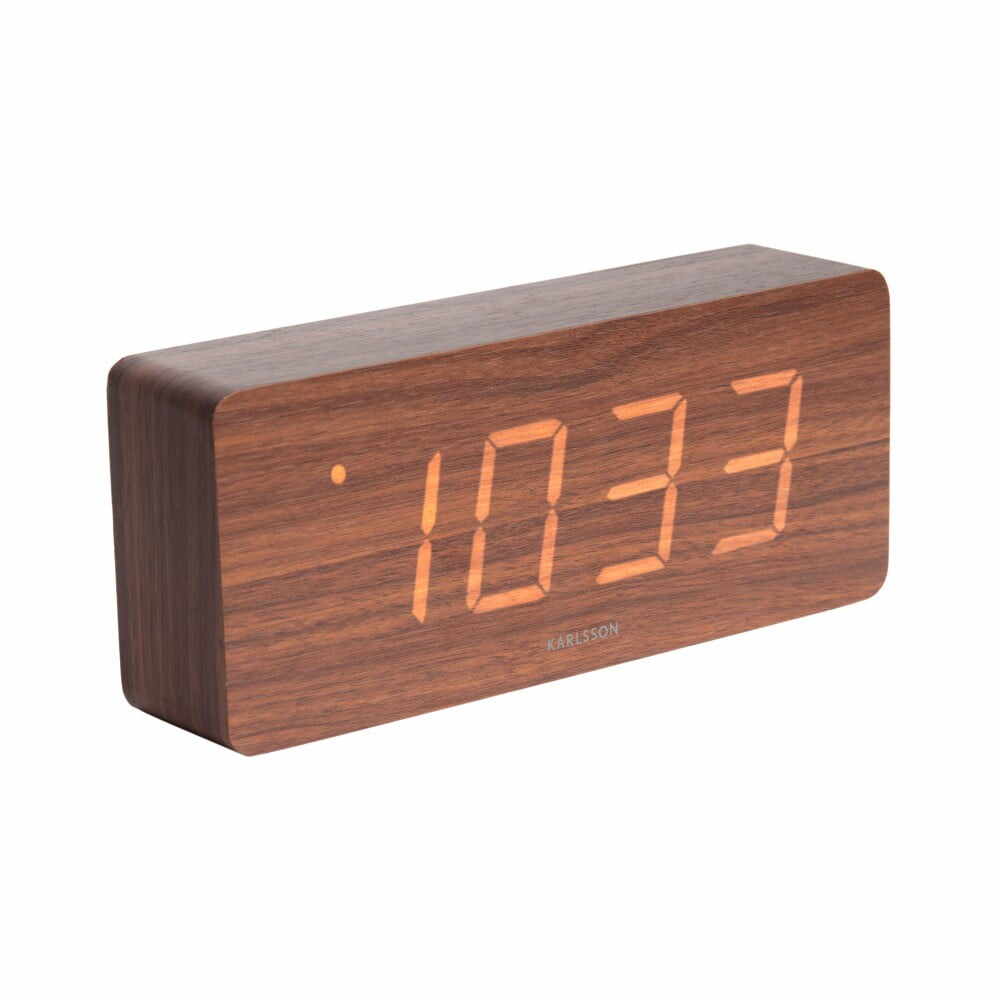 Ceas alarmă cu aspect din lemn Karlsson Tube, 21 x 9 cm