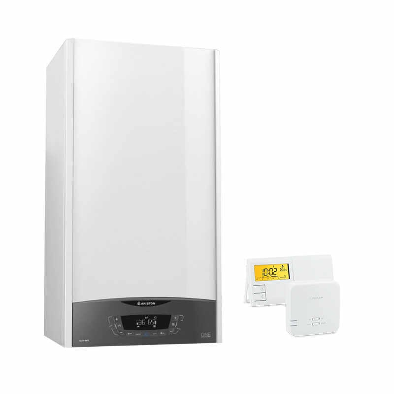 Pachet economic centrala termica in condensare Ariston Clas One 35 EU 35 KW, kit evacuare si Termostat Radio Comanda Salus 091FLRFV2 incluse