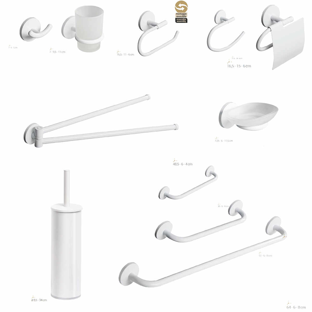 Set de accesorii pentru baie Metaform ONE DUO, alb