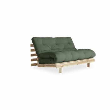 Canapea extensibilă Karup Design Roots Raw/Olive Green, verde