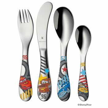 Set 4 tacâmuri din oțel inoxidabil, pentru copii WMF Disney Auta