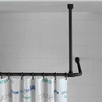 Suport tavan pentru perdea duș Wenko, 57 cm, negru