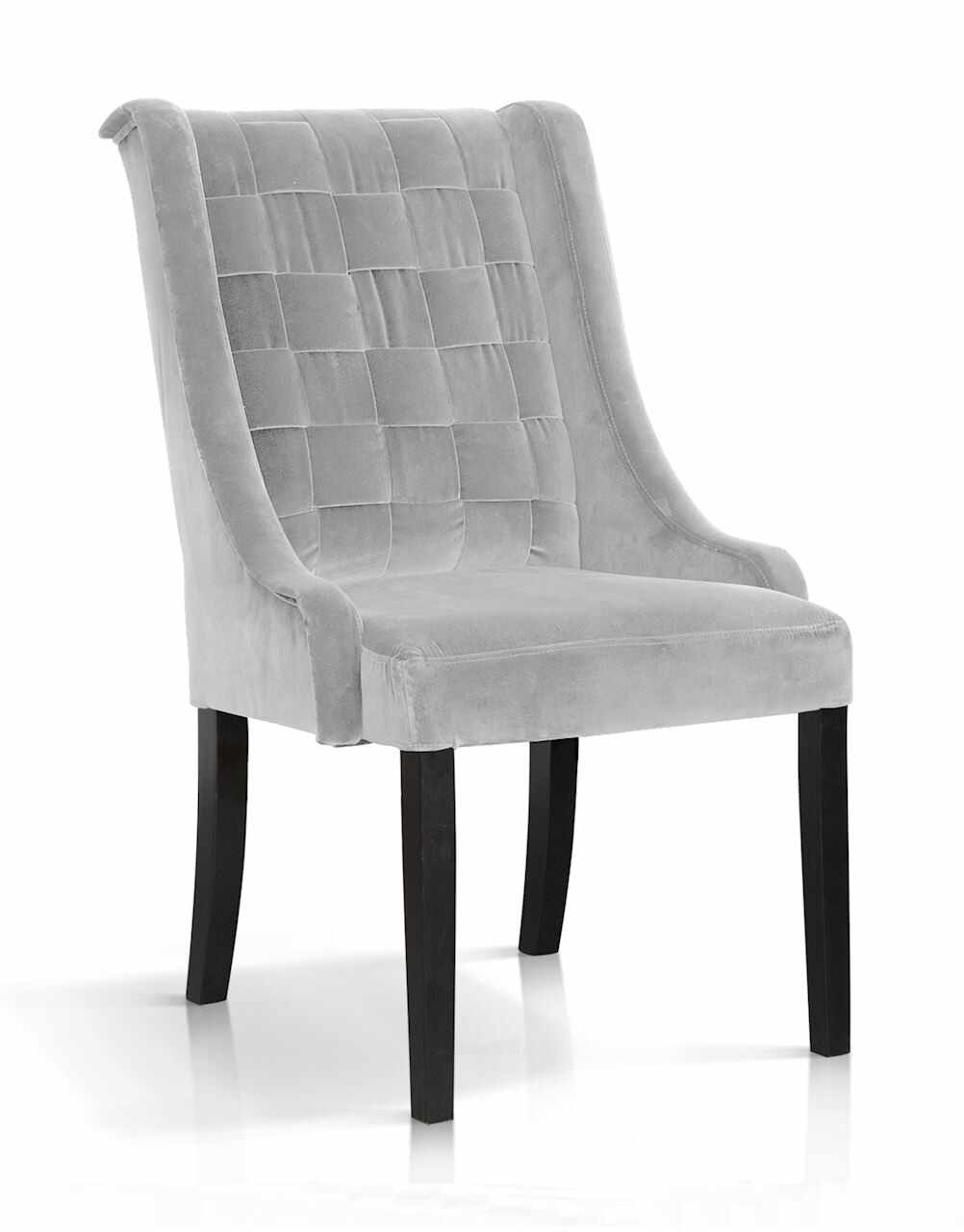 Scaun tapitat cu stofa, cu picioare din lemn Prince Velvet Argintiu / Negru, l55xA70xH105 cm