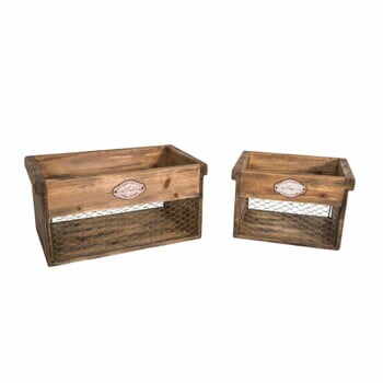 Set 2 cutii depozitare din lemn Antic Line