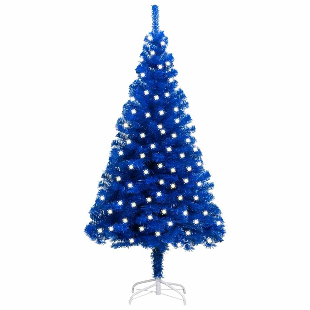vidaXL Brad Crăciun artificial cu LED-uri/suport, albastru, 120 cm PVC