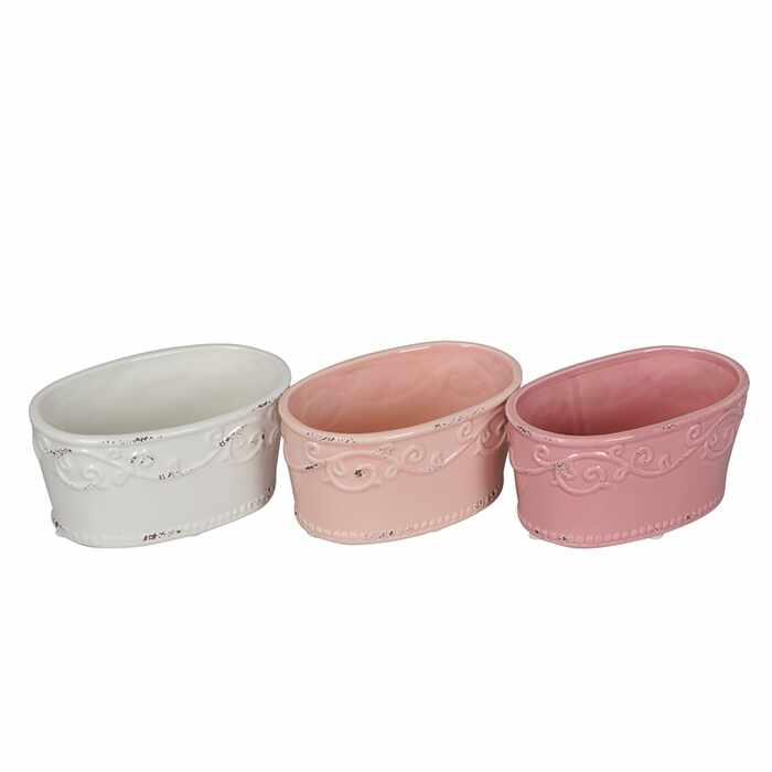 Jardiniera Vintage din ceramica roz 18x11 cm - modele diverse