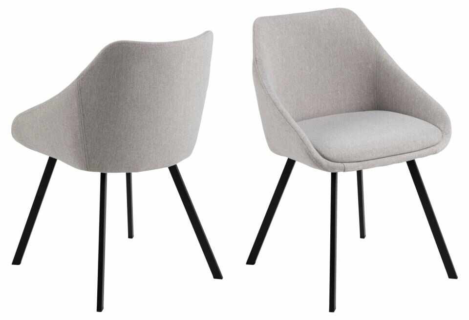 Set 2 scaune tapitate cu stofa si picioare metalice, Nils Bej / Negru, l56,5xA52xH77 cm