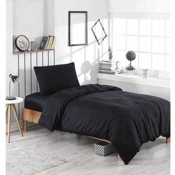 Lenjerie de pat și cearșaf Paint Black, 140 x 200 cm