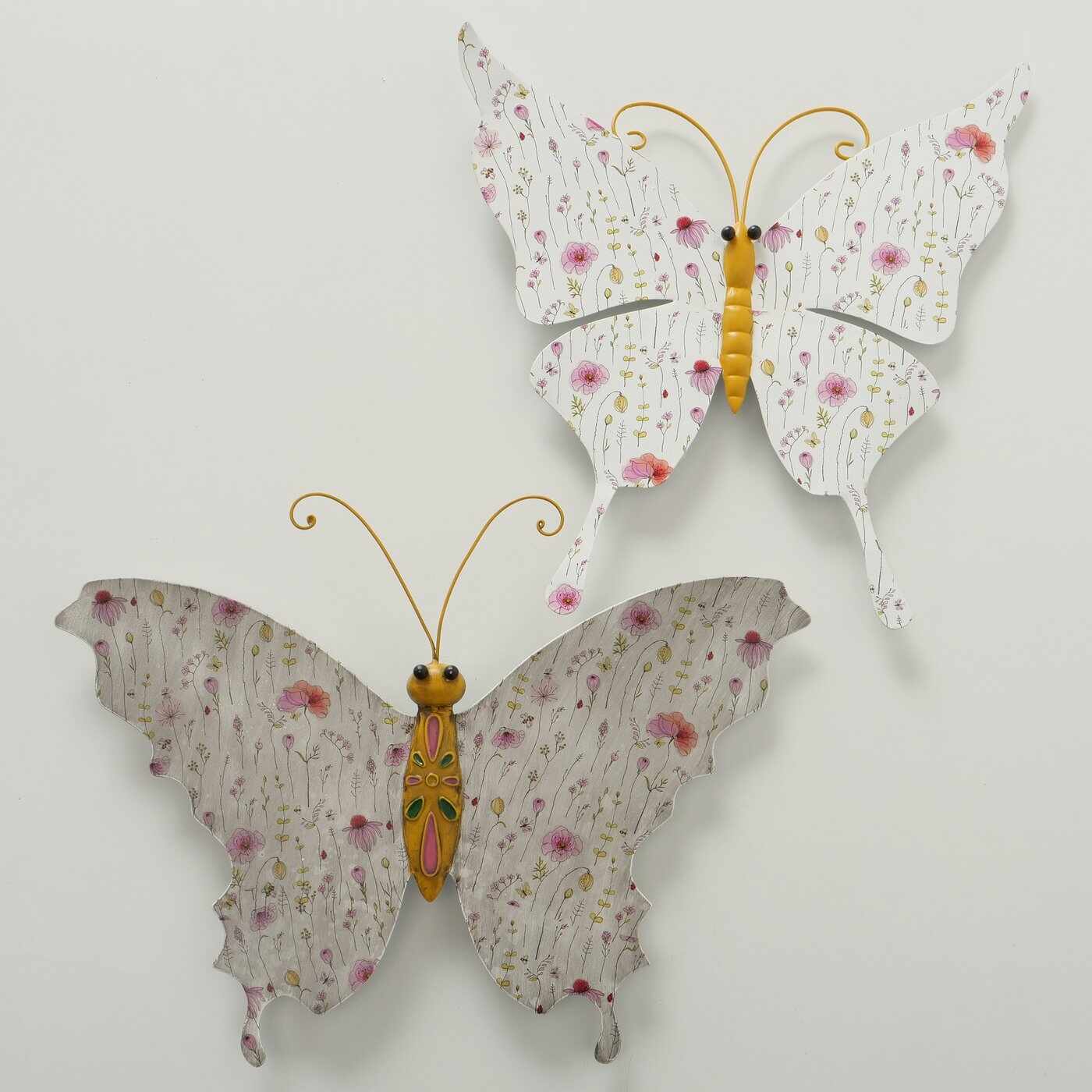 Set 2 decoratiuni suspendabile din metal, Babette Butterfly Multicolor, l58xH48 cm