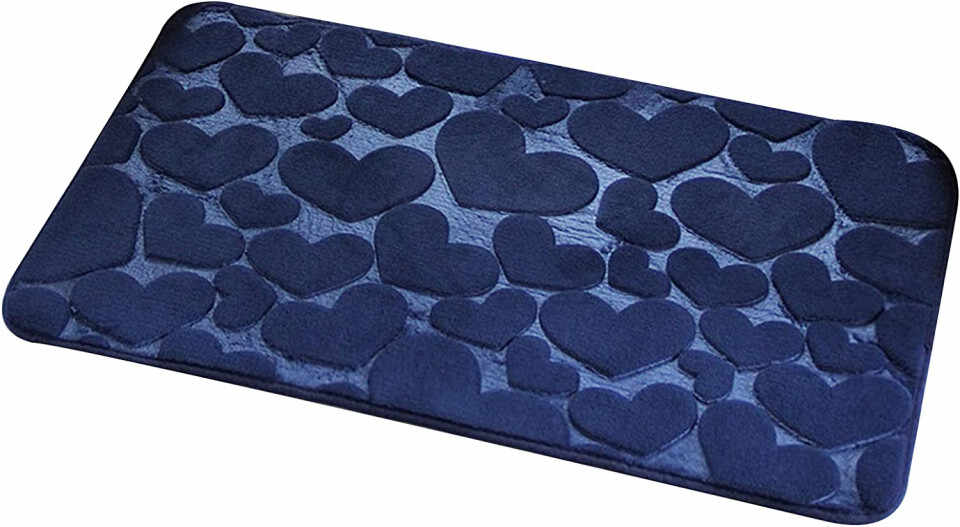 Covor de baie LEcylankEr, textil/PVC, albastru inchis, 40 x 60 cm