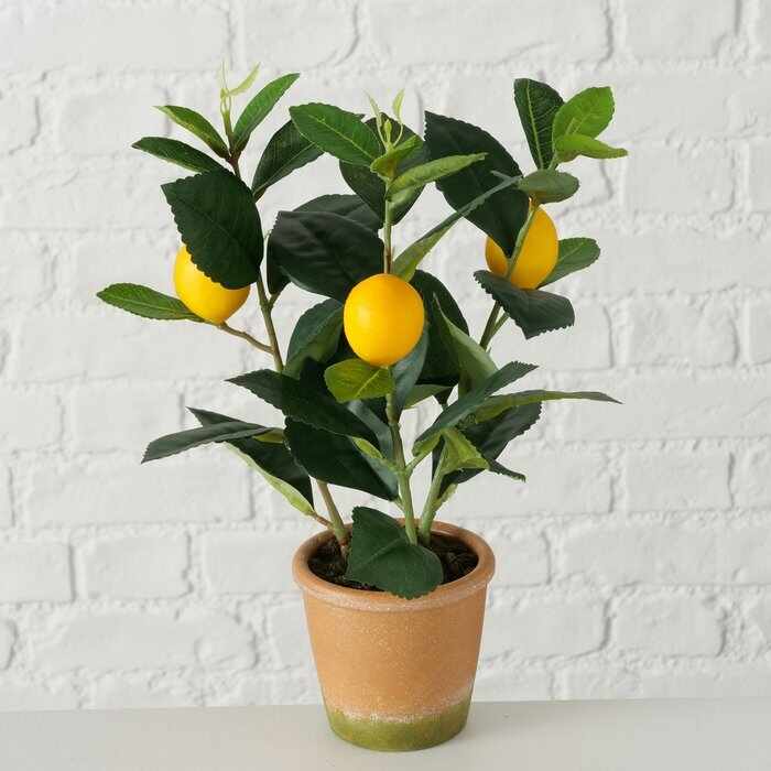 Planta artificiala in ghiveci Lemon Small Galben / Verde, H32 cm